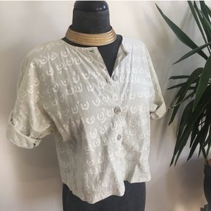 VINTAGE 90’s abstract print button-up blouse sz s